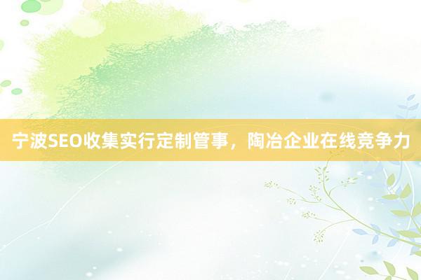 宁波SEO收集实行定制管事，陶冶企业在线竞争力
